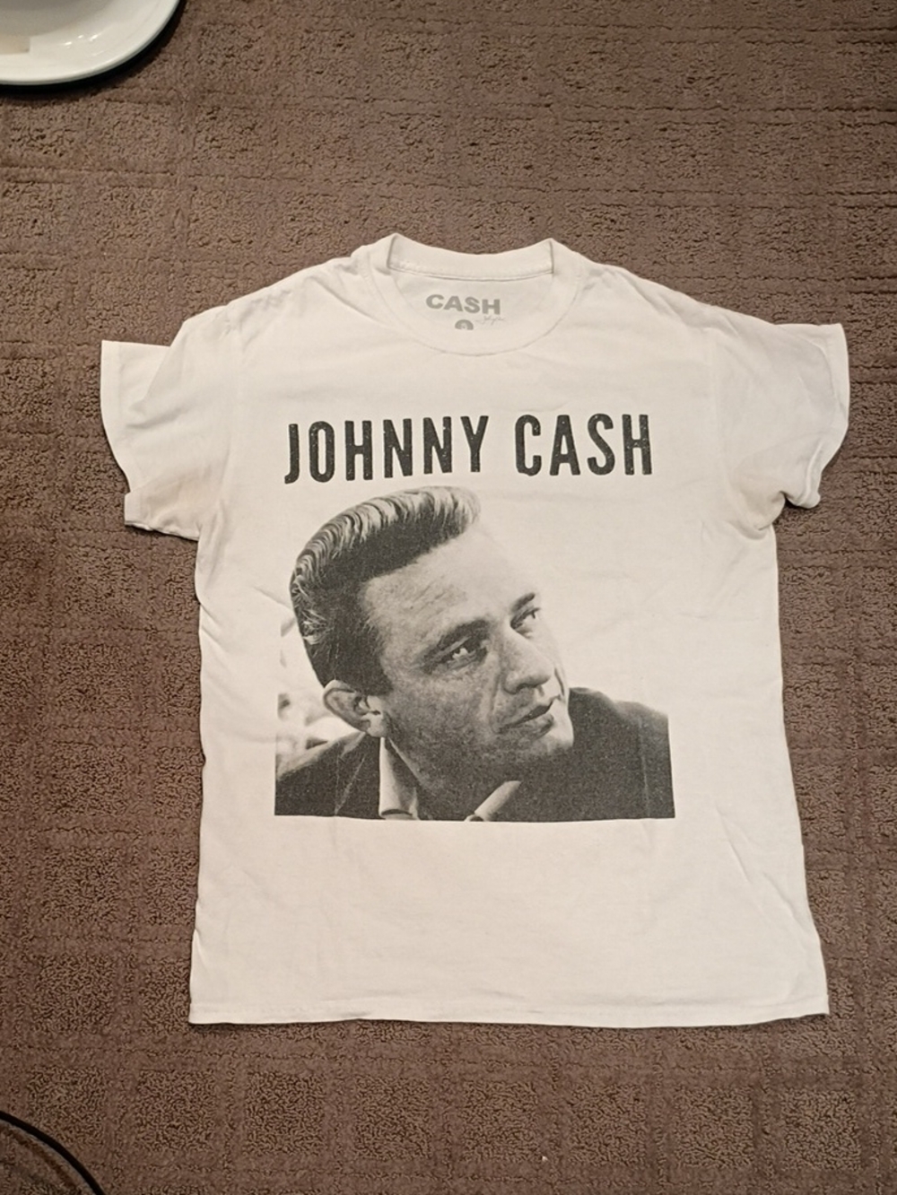 Johnny Cash Graphic Crew Neck Tee - White